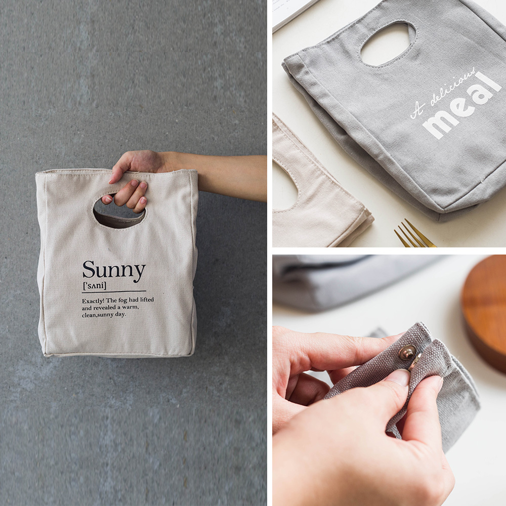 Nordic style letter printed canvas lunch bag couple lunch box bag handbag storage shopping bag