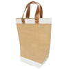 PE lamination waterproof inner fabric natural jute eco friendly tote shopping bag for wholesale with leather handle