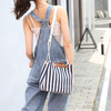 New women's canvas bucket bag striped shoulder diagonal cross multi-purpose Korean fashion handbag