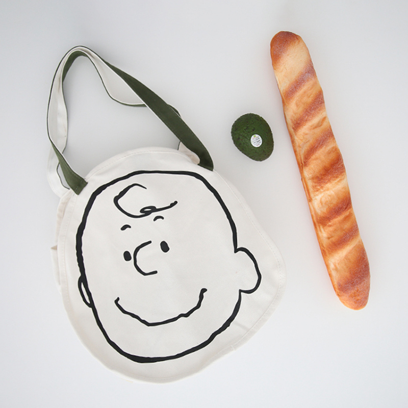 Cartoon simple canvas bag wild art retro student shoulder bag large capacity handbag