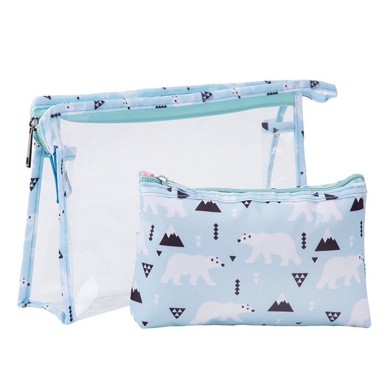 Large-capacity transparent PVC two-piece cosmetic bag portable travel set toiletries storage bag