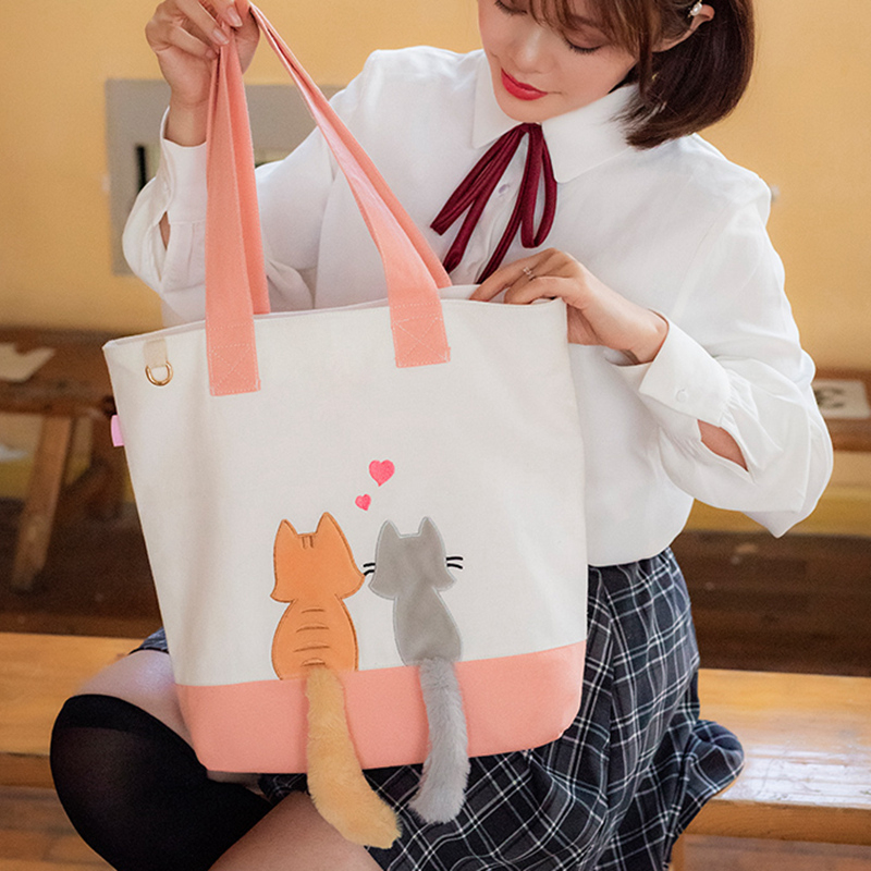 New couple style canvas bag female Japanese single shoulder large capacity handbag student canvas bag