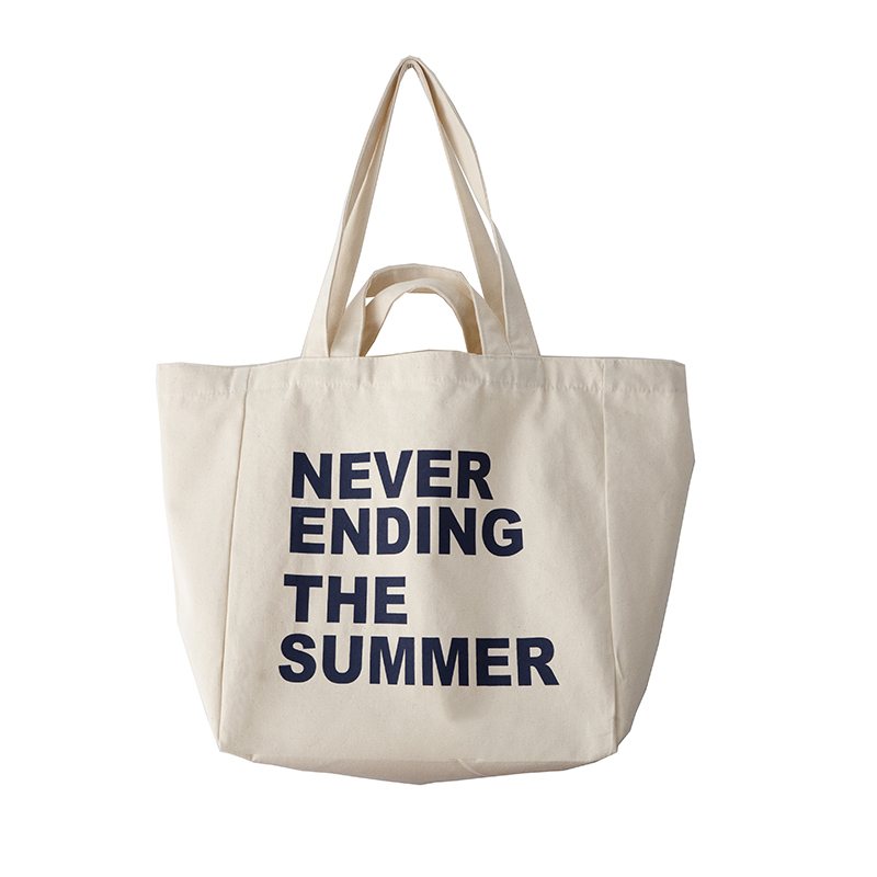 Original large capacity strong durable SUMMER letter canvas bag Japanese and Korean art style simple shoulder cotton bag