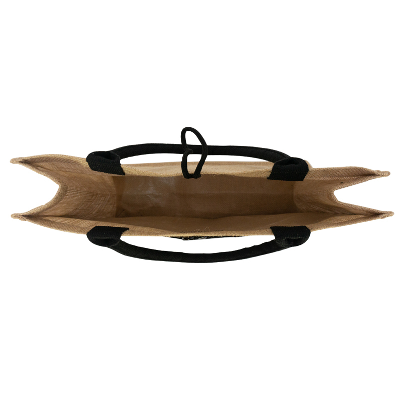 Logo printed custom inner waterproof film practical eco friendly breathable reusable natural jute shopping bag