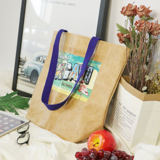 Digital printing brown recyclable tote bag tyvek shopping tote bag for adult