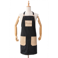 Wholesale Washable comfortable Cheap black Unisex kitchen apron canvas Apron with Pockets