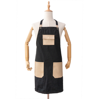 Wholesale Washable comfortable Cheap black Unisex kitchen apron canvas Apron with Pockets