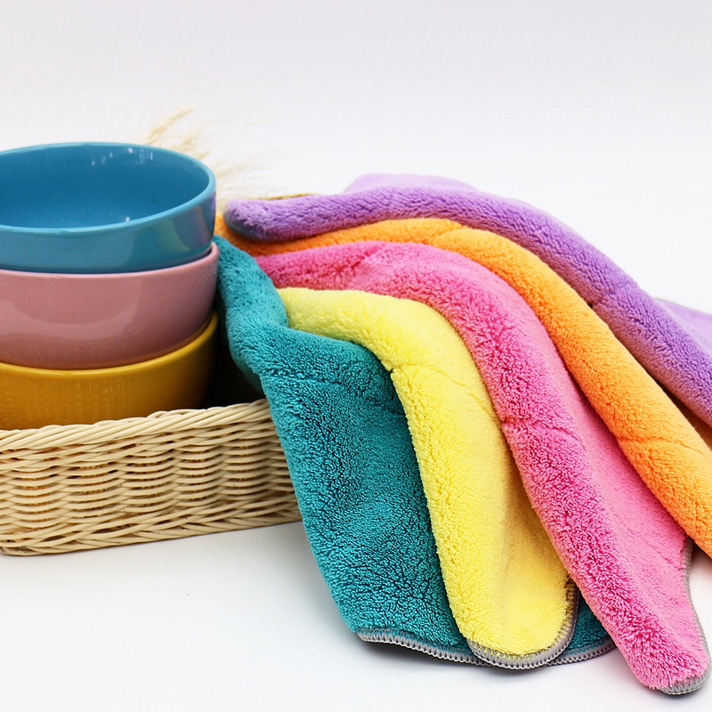 Double color bamboo fiber cleaning cloth for kitchen