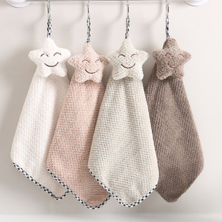Creative design coral velvet cleaning cloth hanging hand towel