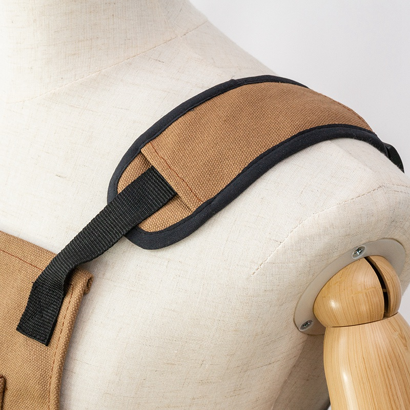 New Design polyester cotton shoulder pad multi-pocket storage tool outdoor waxed canvas apron