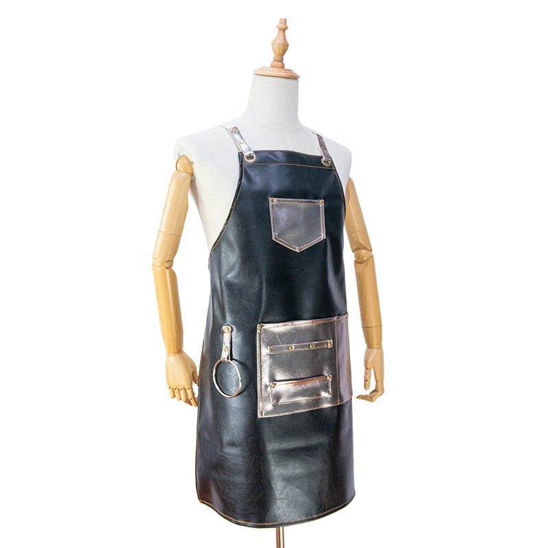 Original fashion metal accessories pu overall apron