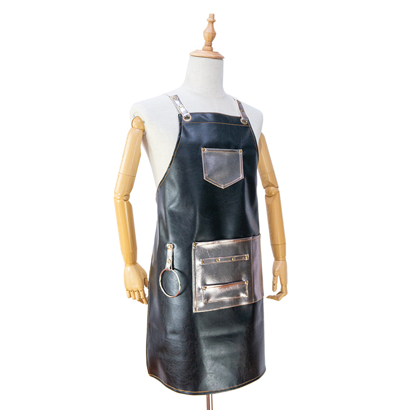 Original fashion metal accessories pu overall apron
