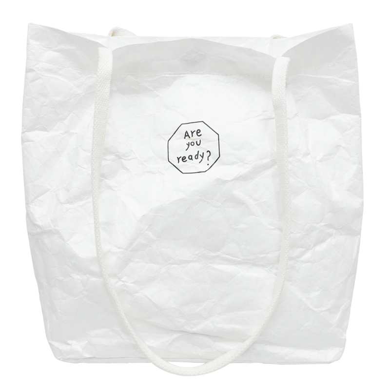 White tyvek letter printing personalized tote shopping bag general unisex single shoulder bag