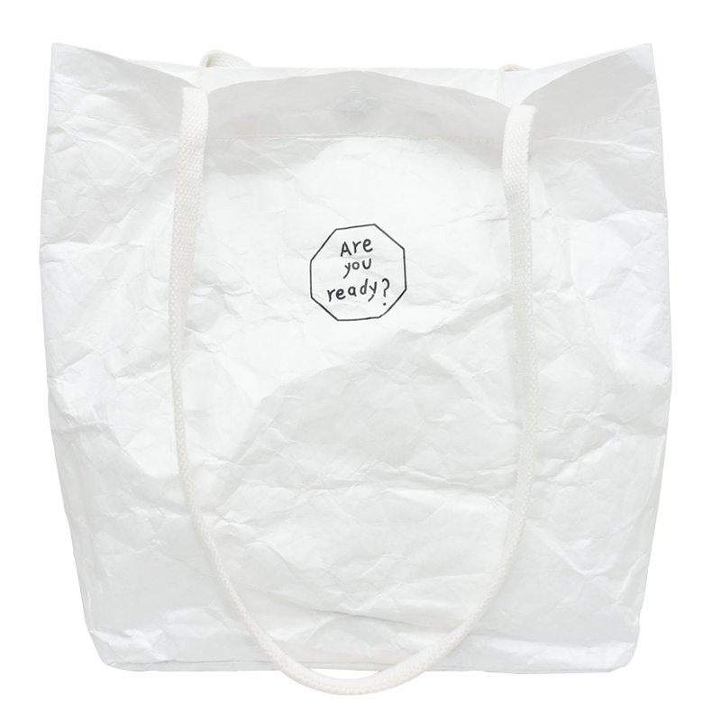 White tyvek letter printing personalized tote shopping bag general unisex single shoulder bag