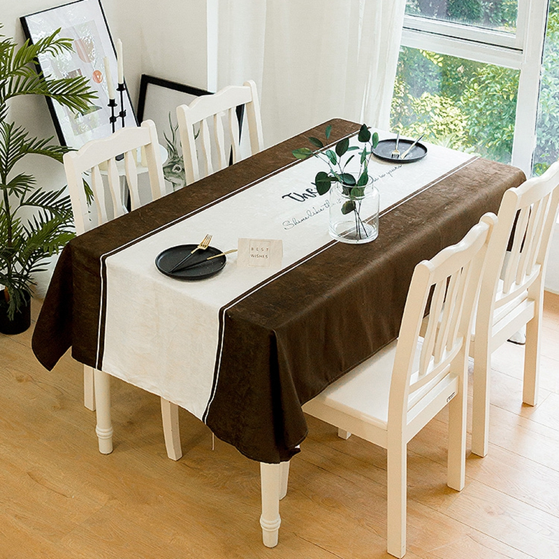 High quality reusable chenille solid color stitching waterproof anti scalding ins rectangular tablecloth