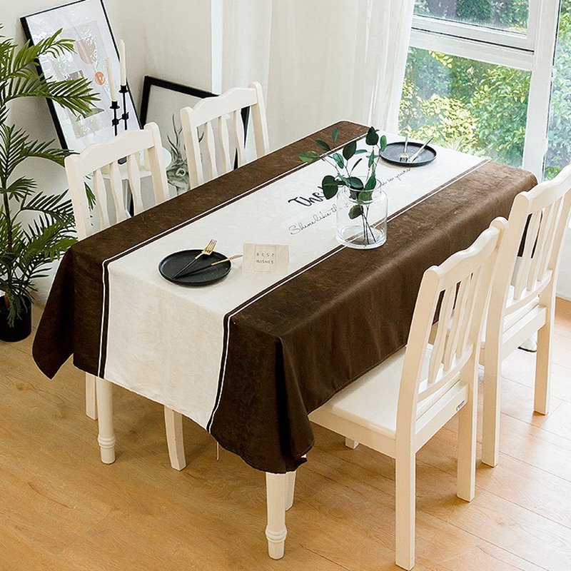High quality reusable chenille solid color stitching waterproof anti scalding ins rectangular tablecloth