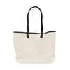 High quality reusable strong and durbale polyester cotton canvas tote shopping bag with leather handle
