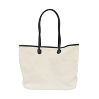 High quality reusable strong and durbale polyester cotton canvas tote shopping bag with leather handle