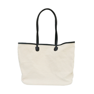 High quality reusable strong and durbale polyester cotton canvas tote shopping bag with leather handle