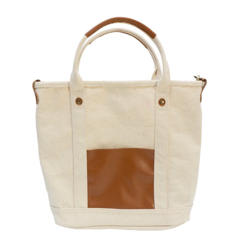 New style leather label logo custom fashion popular cotton canvas tote shopping bag women messenger bag for wholesale