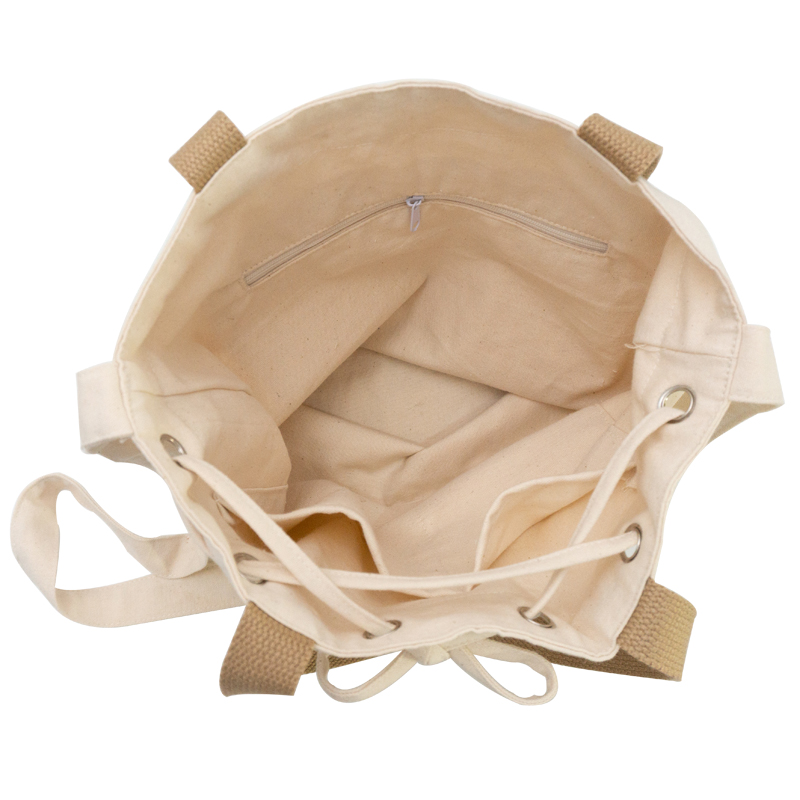 Fashion women lightweight large capacity 100% cotton canvas shoulder bag with drawstring design