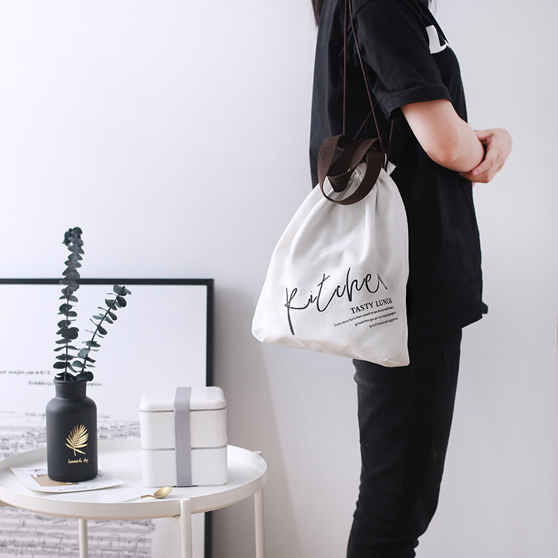 Nordic cotton cloth portable beam lunch bag waterproof cloth lovers lunch box bag storage bag