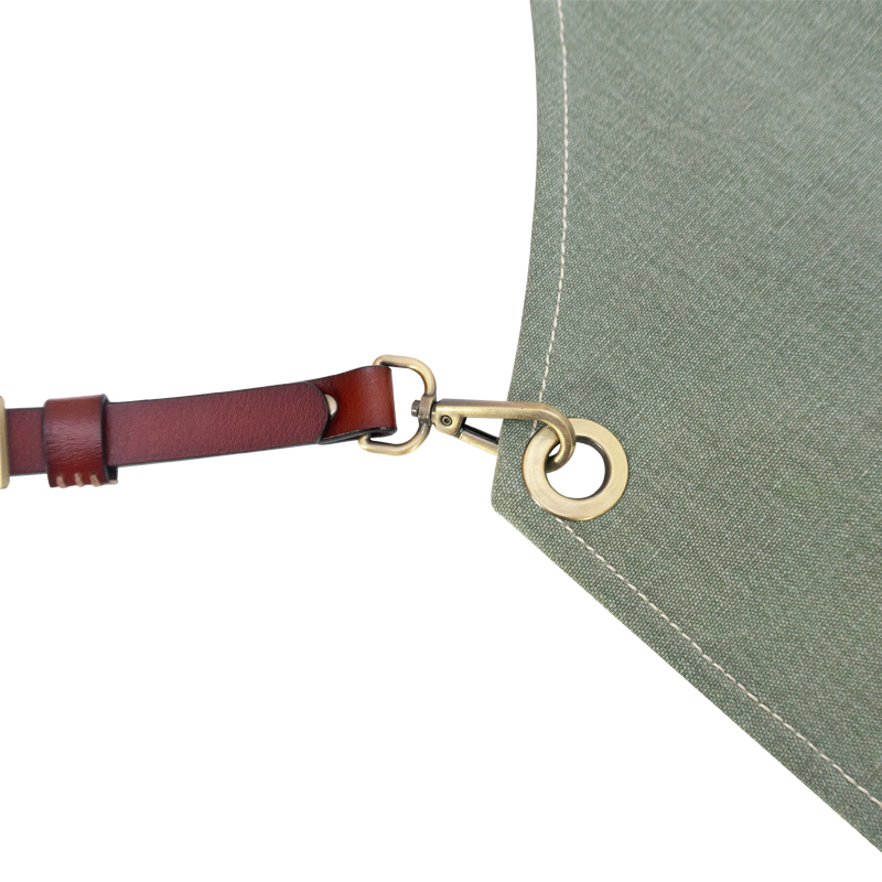 Factory logo printed custom 16 oz washed canvas work apron with leather strap design