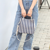 New women's canvas bucket bag striped shoulder diagonal cross multi-purpose Korean fashion handbag