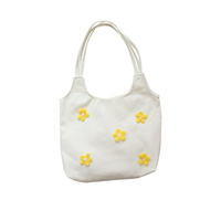 Simple personality small daisy print 12 oz thick eco friendly fabric cotton shoulder bag for women