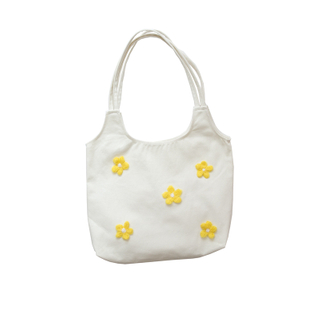 Simple personality small daisy print 12 oz thick eco friendly fabric cotton shoulder bag for women