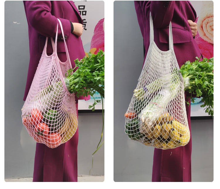 Strong load bearing durable eco friendly high quality cotton mesh bag for fruit and vegetable