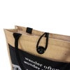 Logo printed custom inner waterproof film practical eco friendly breathable reusable natural jute shopping bag