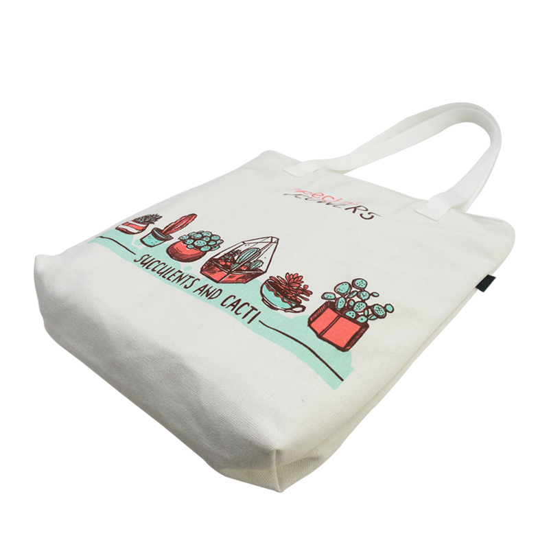 Specil flowers colorful printing standard 12oz canvas zipper bag with polyester fabric inner cloth