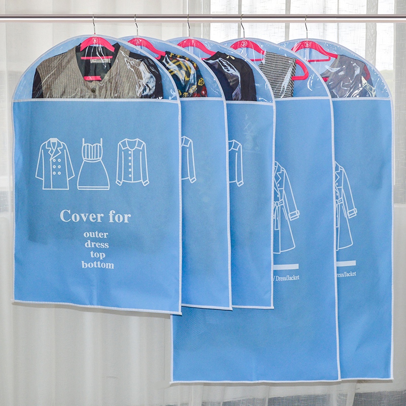 Household wardrobe non woven garment bag transparent hanging suit coat storage bag