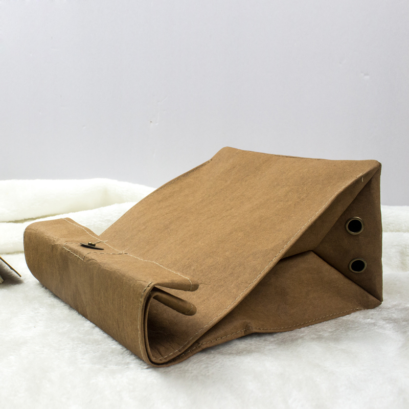 Original design clutch bag female simple retro art washable kraft paper bag foldable business bag