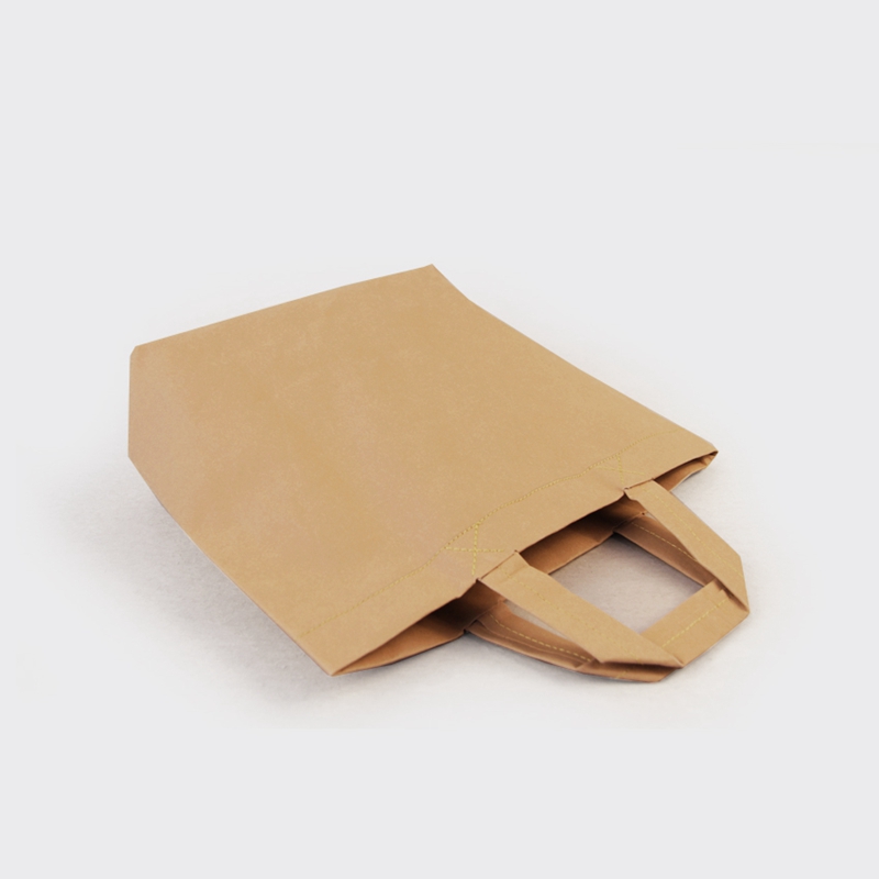 Waterproof fabric strong and reusable washed kraft paper shopping tote bag with logo custom