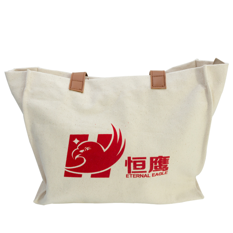 Factory Custom Flock Printing Logo Large Size 16oz Polyester Cotton Canvas Bag Tote Shopping