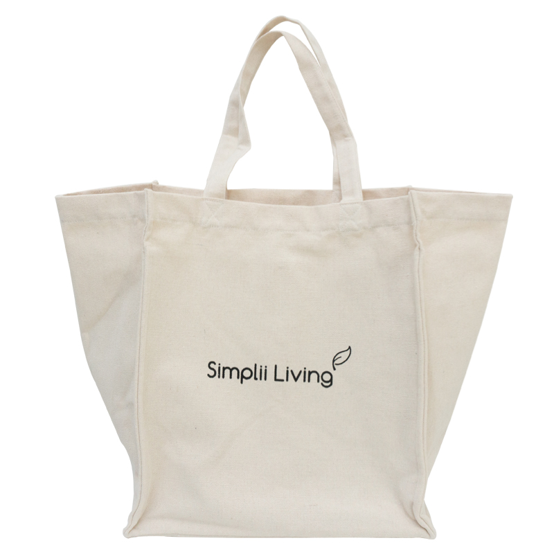 Multifunction multi pockets eco friendly and portable strong durable cotton canvas tote shopping bag with letter printing