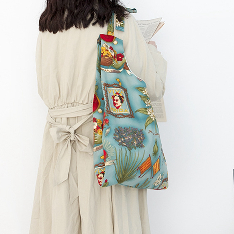 New Art Illustration Ins style Canvas Bag Female Canvas Shoulder Shopping Bag Student Korean Fashion Cotton Bag