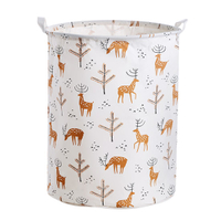 China Supplier logo printing custom cartoon cotton linen fabric pe waterproof craft laundry basket