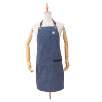 Strong wear resistant deep blue fashion multifunction cotton canvas apron for restaurant hotel waiter work