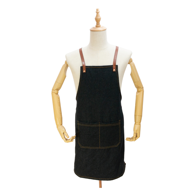 Simple wear-resistant and durable jeans apron denim work apron garden cleaning apron restaurant waiter apron custom