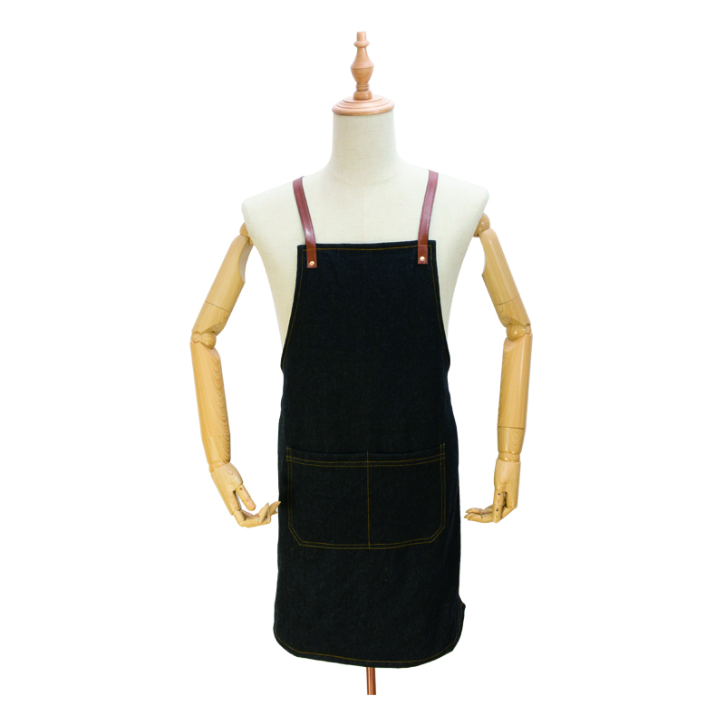 Simple wear-resistant and durable jeans apron denim work apron garden cleaning apron restaurant waiter apron custom