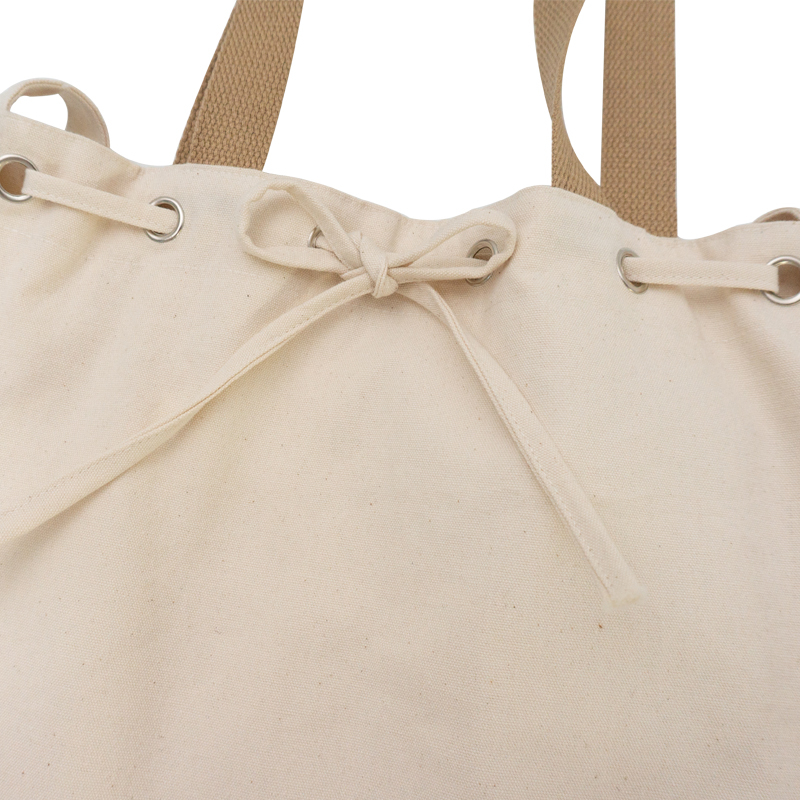 Fashion women lightweight large capacity 100% cotton canvas shoulder bag with drawstring design