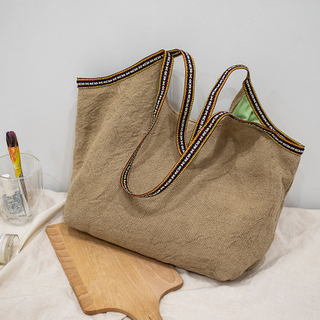 Cotton and linen bag canvas bag instagram lady lazy wind art retro style Japanese large capacity single shoulder lady bag