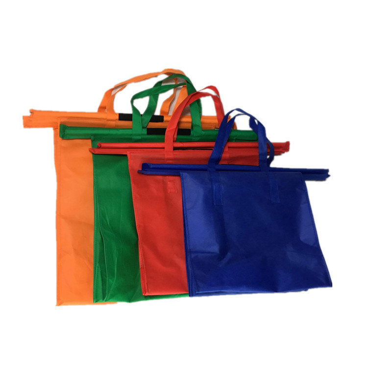 Lightweight practical supermarket shopping cart bag non woven fabric shopping bag with long handle