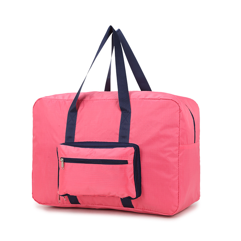 Waterproof foldable 210d oxford cloth fabric large capacity short travel bag for trolley case use