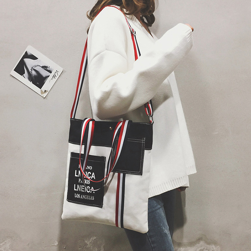 Ins wild canvas bag female messenger bag college shoulder canvas bag from China Supplier