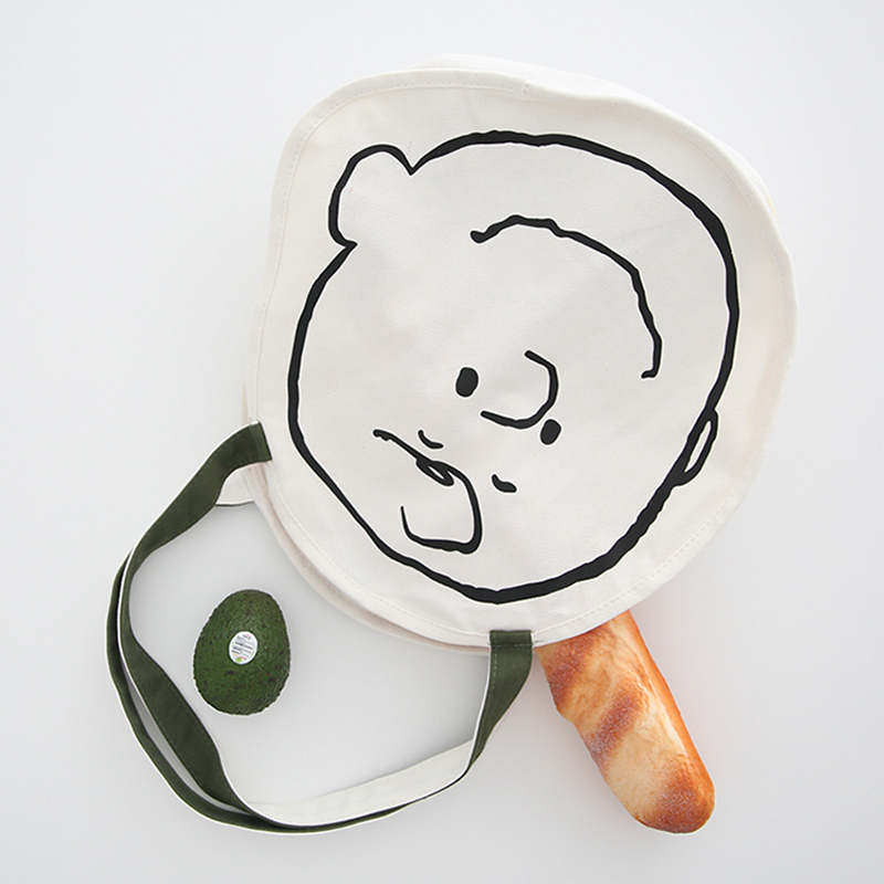 Cartoon simple canvas bag wild art retro student shoulder bag large capacity handbag