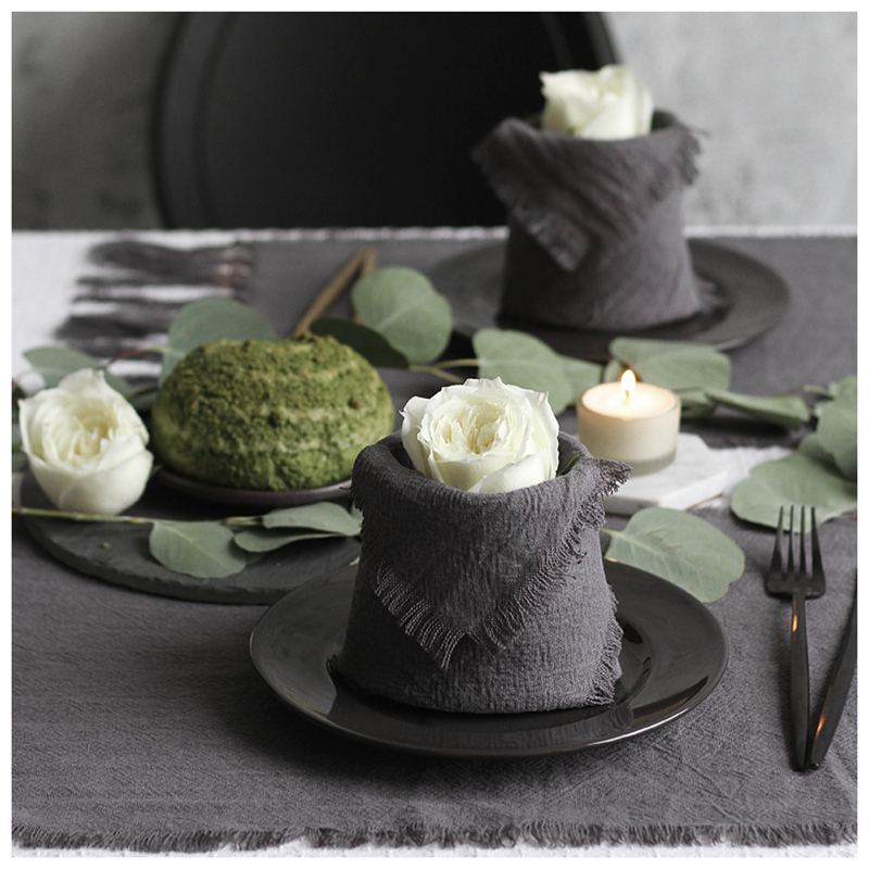 Cotton and linen napkins thickened hairy side pure color square scarf